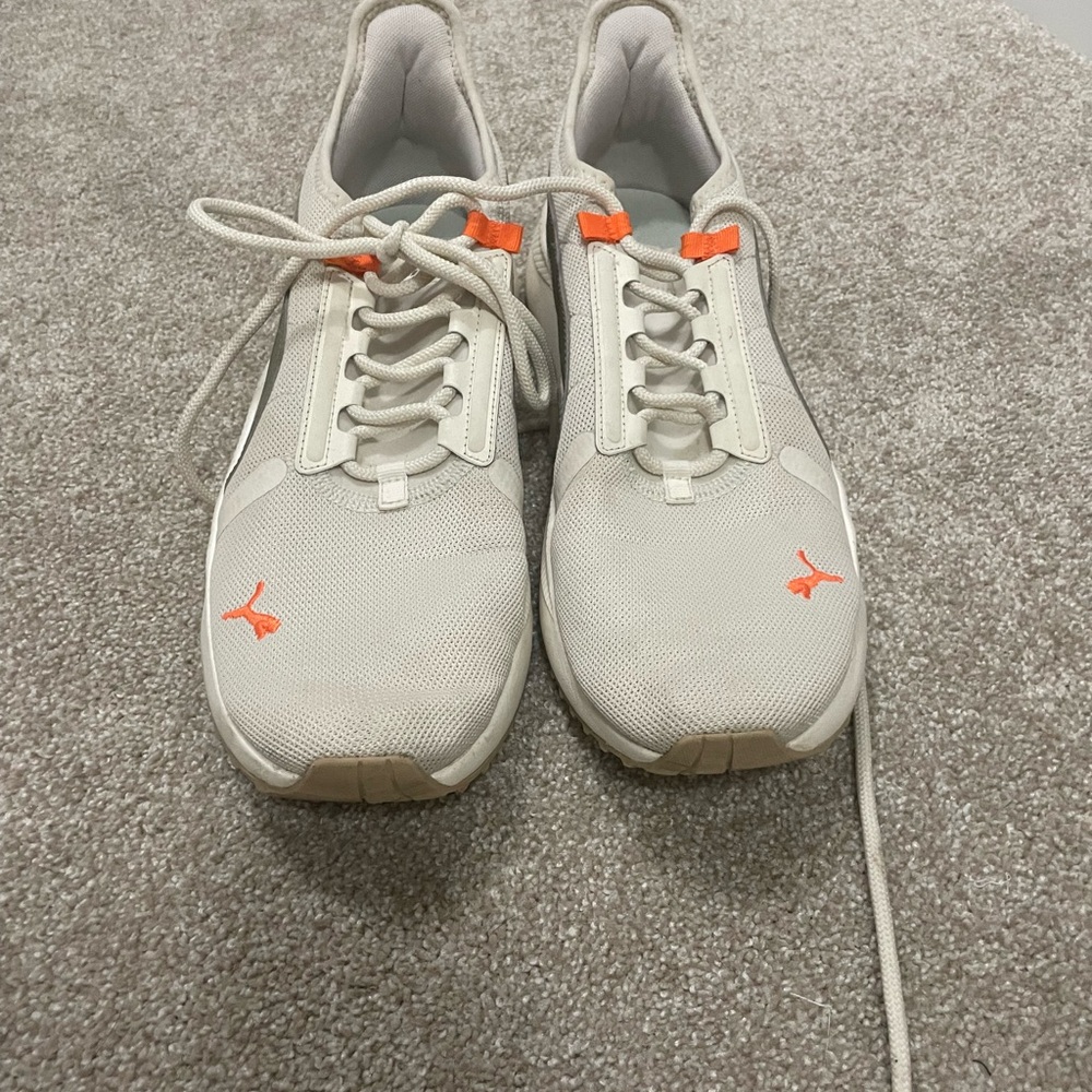 Puma Men's Off White and Green with Orange Accents Casual Sneakers - Picture 3 of 3